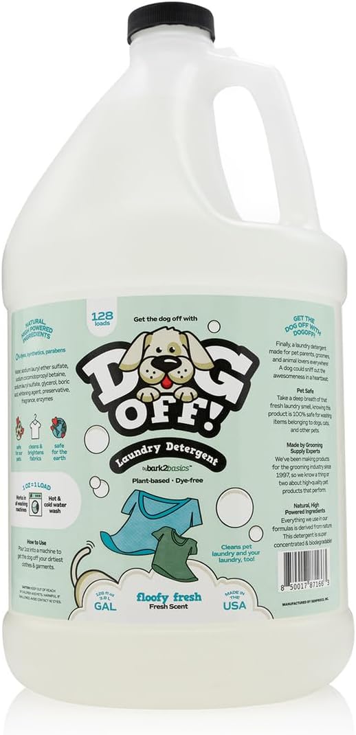 Bark2Basics Dog-Off Laundry Liquid Detergent, 1 Gallon - 128 Loads, Eliminates Pet Odors and Stains