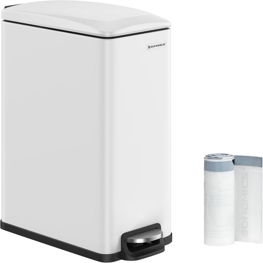 SONGMICS Slim Trash Can, 13-Gallon (50 L) Garbage Can for Narrow Spaces with Soft-Close Lid, Inner