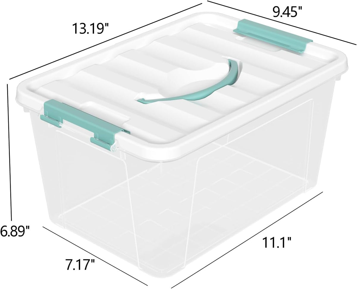 6-Pack Clear Storage Latch Bins, 14 L Plastic Storage Boxes with Lid