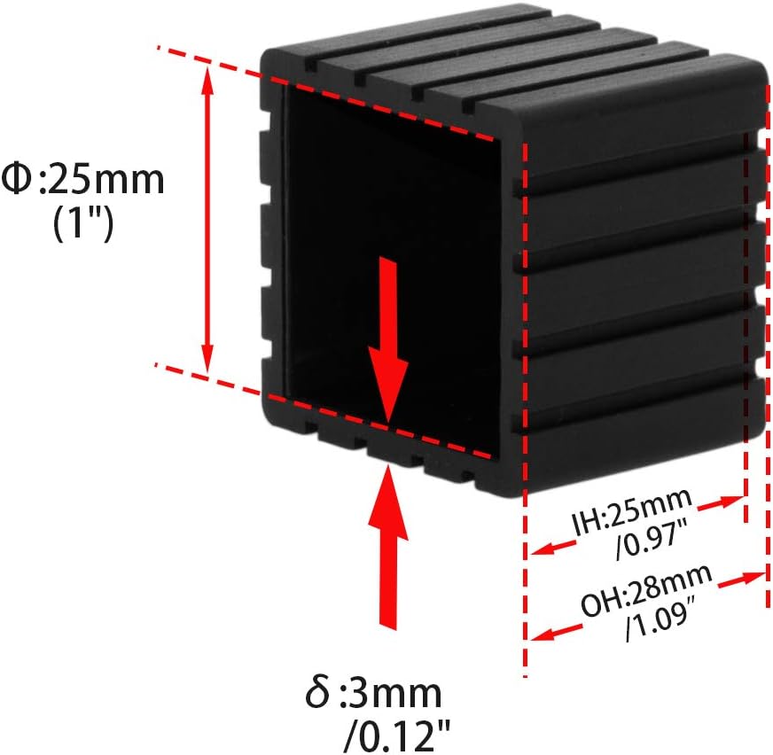 Flyshop Anti-Skid Non-Marking Synthetic Rubber Patio Chair Table Leg Caps Square Furniture Covers