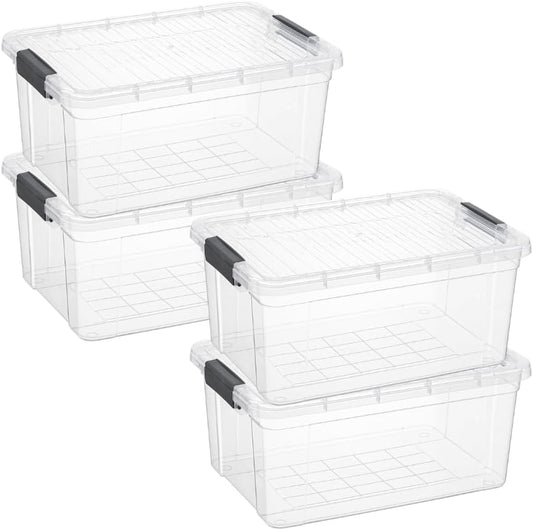Superio Storage Bins with Lids, Clear Plastic Containers for Organizing, Stackable Totes, BPA Free