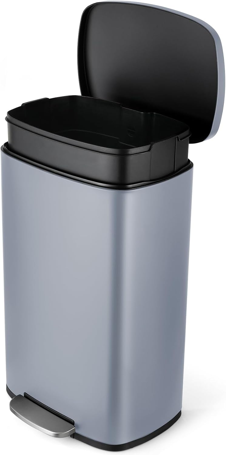 13.2 Gal Kitchen Trash Can, 50L Recycling or Garbage Bin, Brushed Stainless Steel Waste Basket