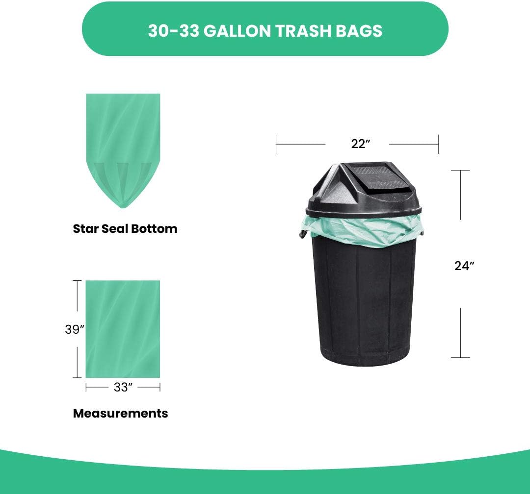 Reli. Compostable 33 Gallon Trash Bags | 80 Count Bulk | ASTM D6400 | Green | Eco-Friendly | For
