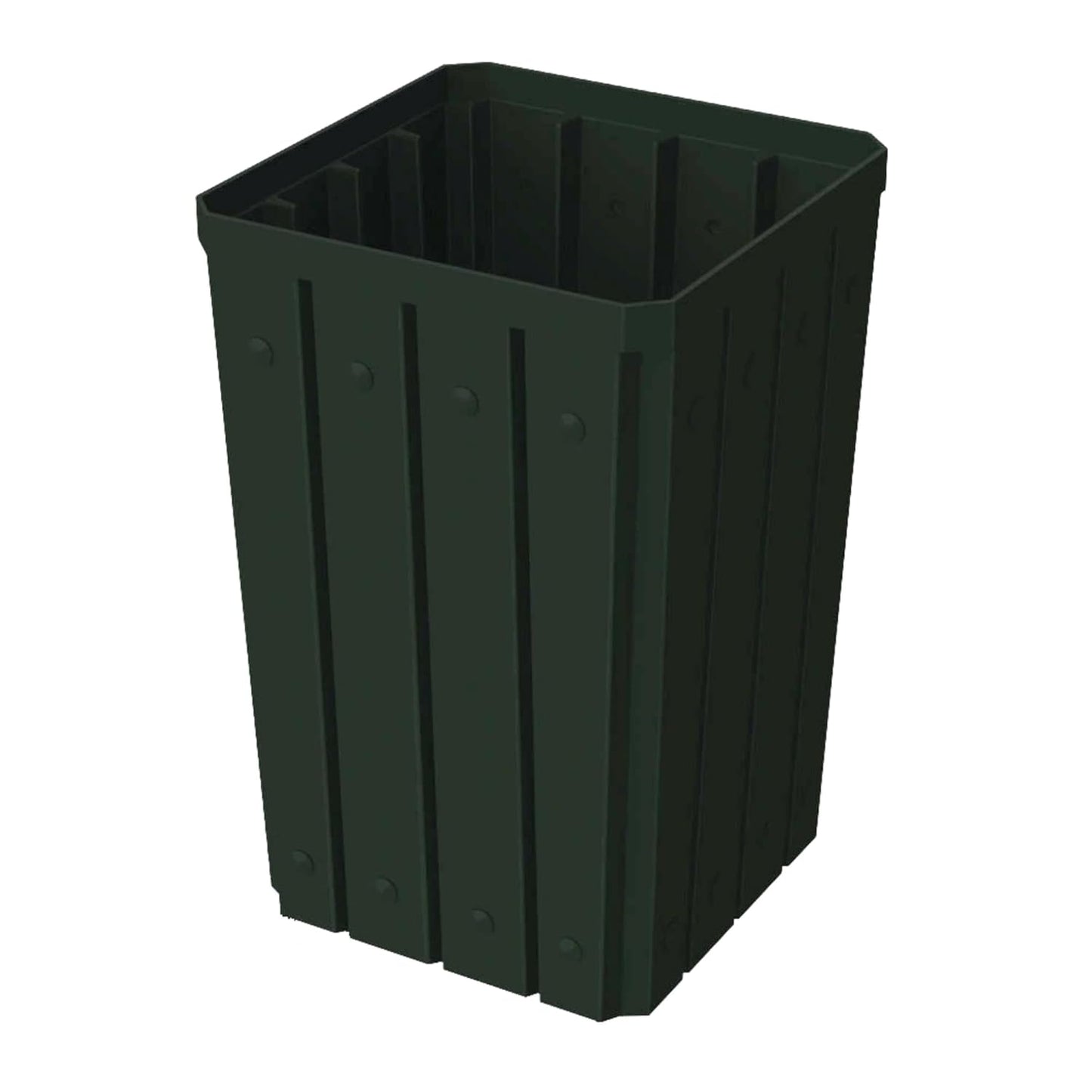 32 Gallon Square Slatted 100% Recycled Plastic Heavy-Duty Commercial Outdoor or Indoor Trash Can