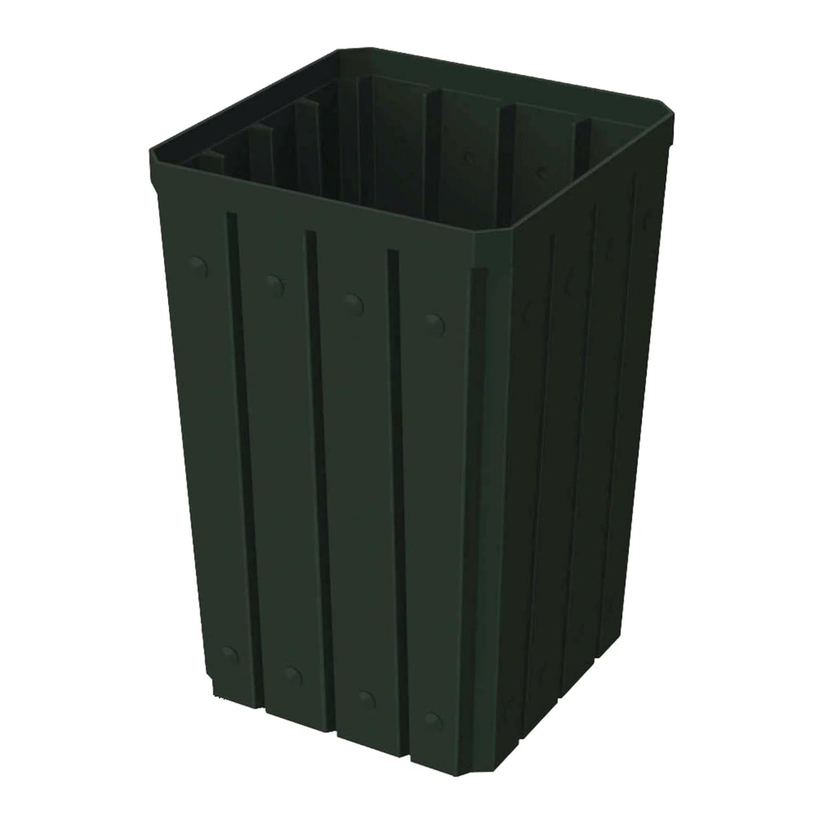 32 Gallon Square Slatted 100% Recycled Plastic Heavy-Duty Commercial Outdoor or Indoor Trash Can