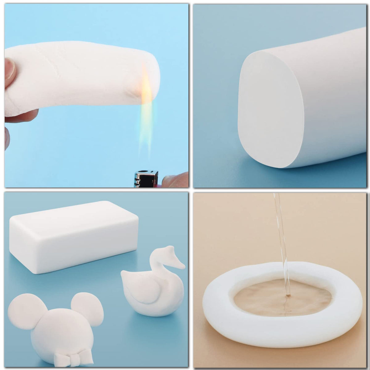 Waterproof Duct Seal Repair Sealing Clay 4 Pack White Moldable Silicone Putty, Quick Mending Mud