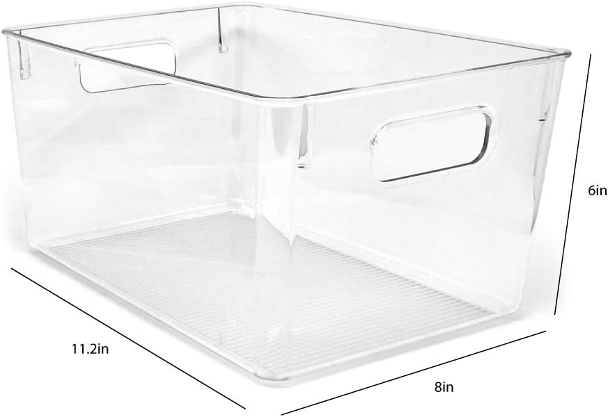 Isaac Jacobs 3-Pack Large Clear Storage Bins with Handles, Plastic Organizer for Home, Room