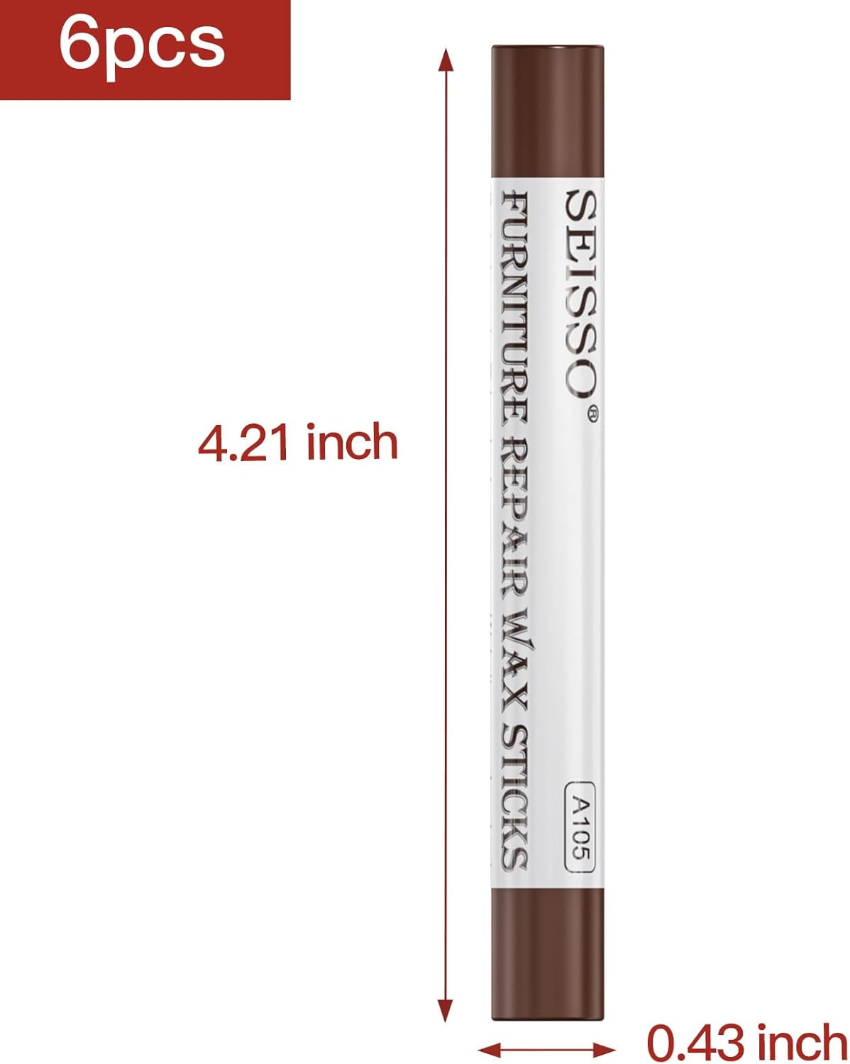SEISSO Furniture Repair Crayon, 6 Pcs - Wood Filler Sticks, Scratch Repair Wax, Furniture Marking