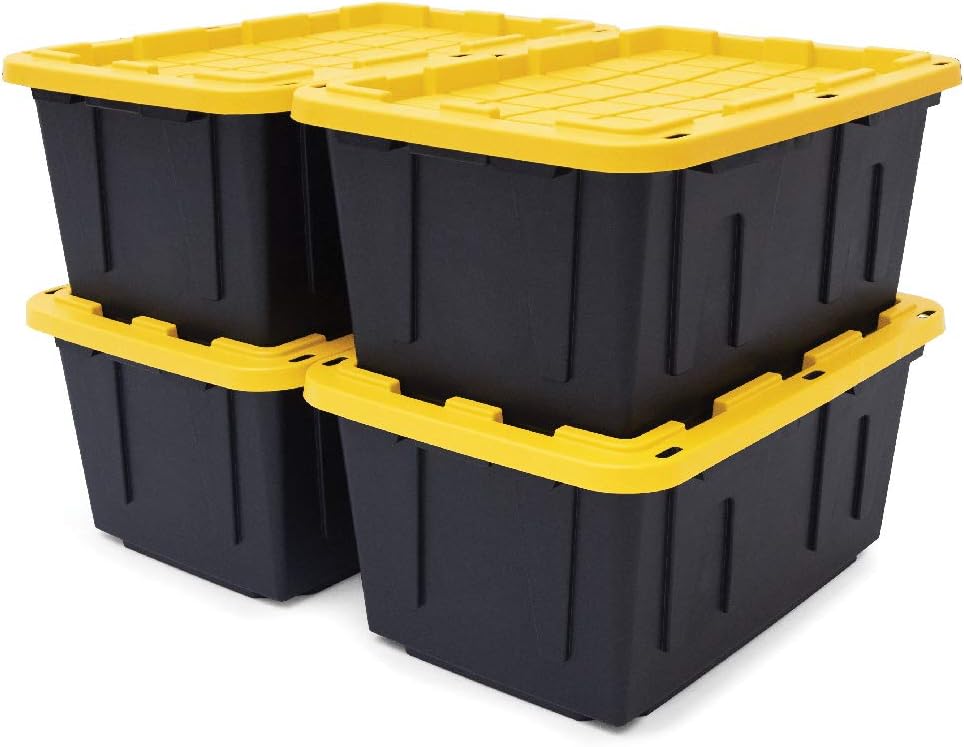 CX Black & Yellow, Shelving Unit and Heavy Duty Storage Containers, Extremely Durable (Shelf + 27