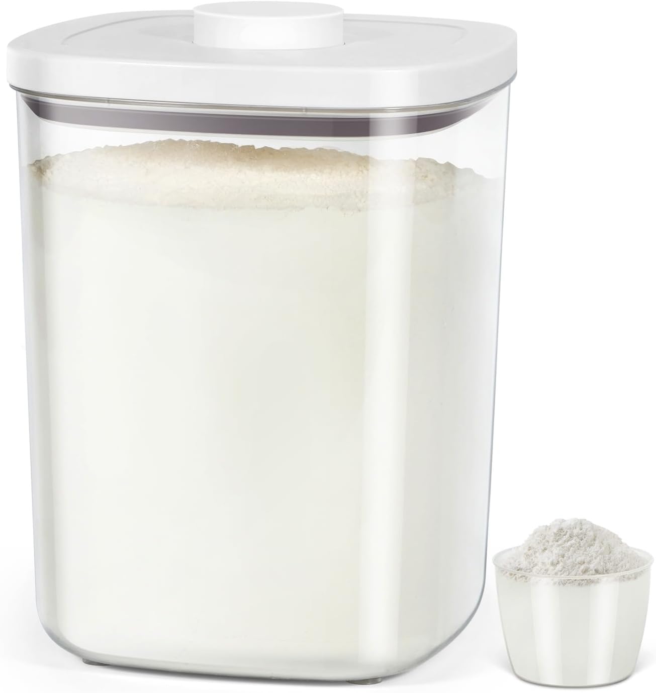 Airtight Rice Container 25 Lbs, Clear PET Plastic Food Storage Container Bin For Flour Sugar, Dry