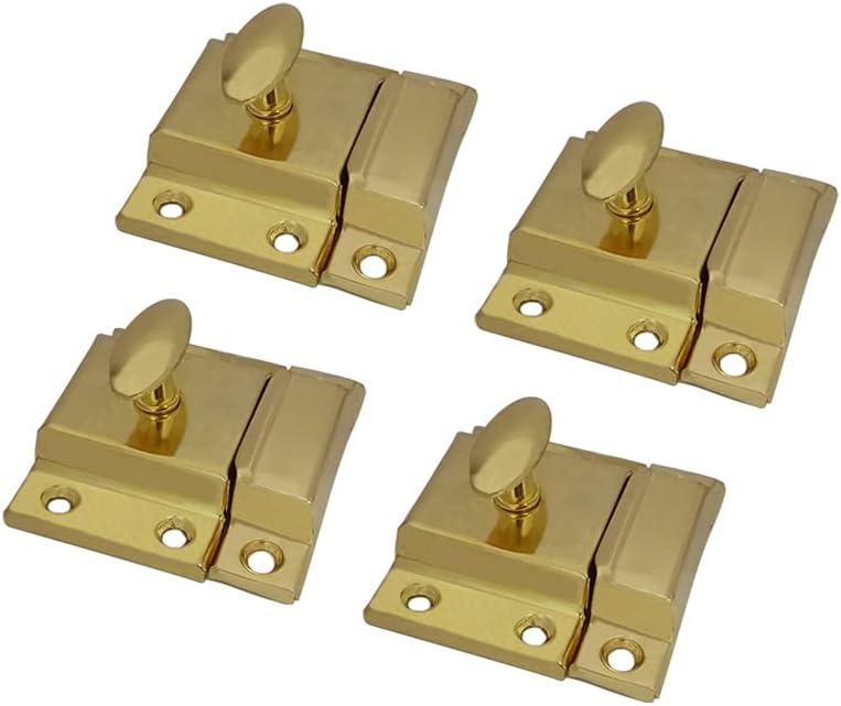 QCAA Oval Turn Cabinet Latch, for Cupboard & Other Furniture, Small, Brass Plated, Made in Taiwan