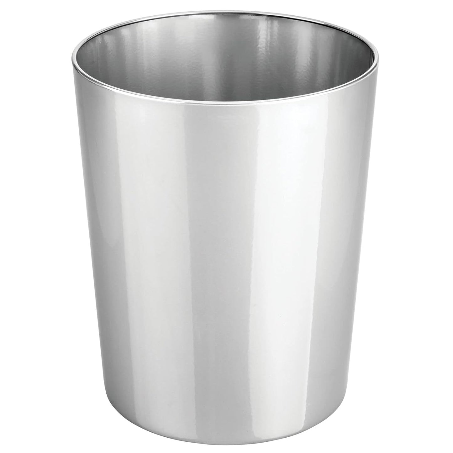 mDesign Round Metal Small 1.7 Gallon Recycle Trash Can Wastebasket, Garbage Container Bin for
