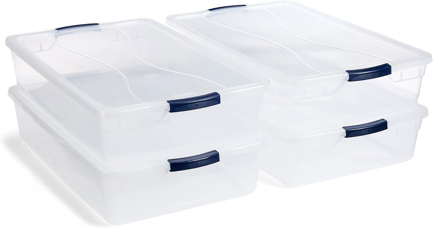 Rubbermaid Cleverstore 42 Quart Stackable Plastic Storage Bin with Lids for Garage, Closet, and