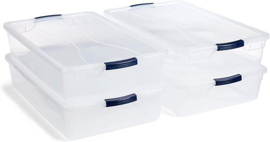 Rubbermaid Cleverstore 42 Quart Stackable Plastic Storage Bin with Lids for Garage, Closet, and