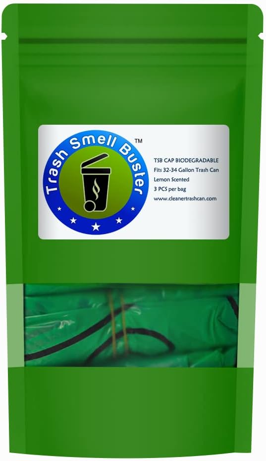 Outdoor Trash Can Cover Biodegradable Odor Eliminating Bag with Elastic Band Lemon Scented Durable