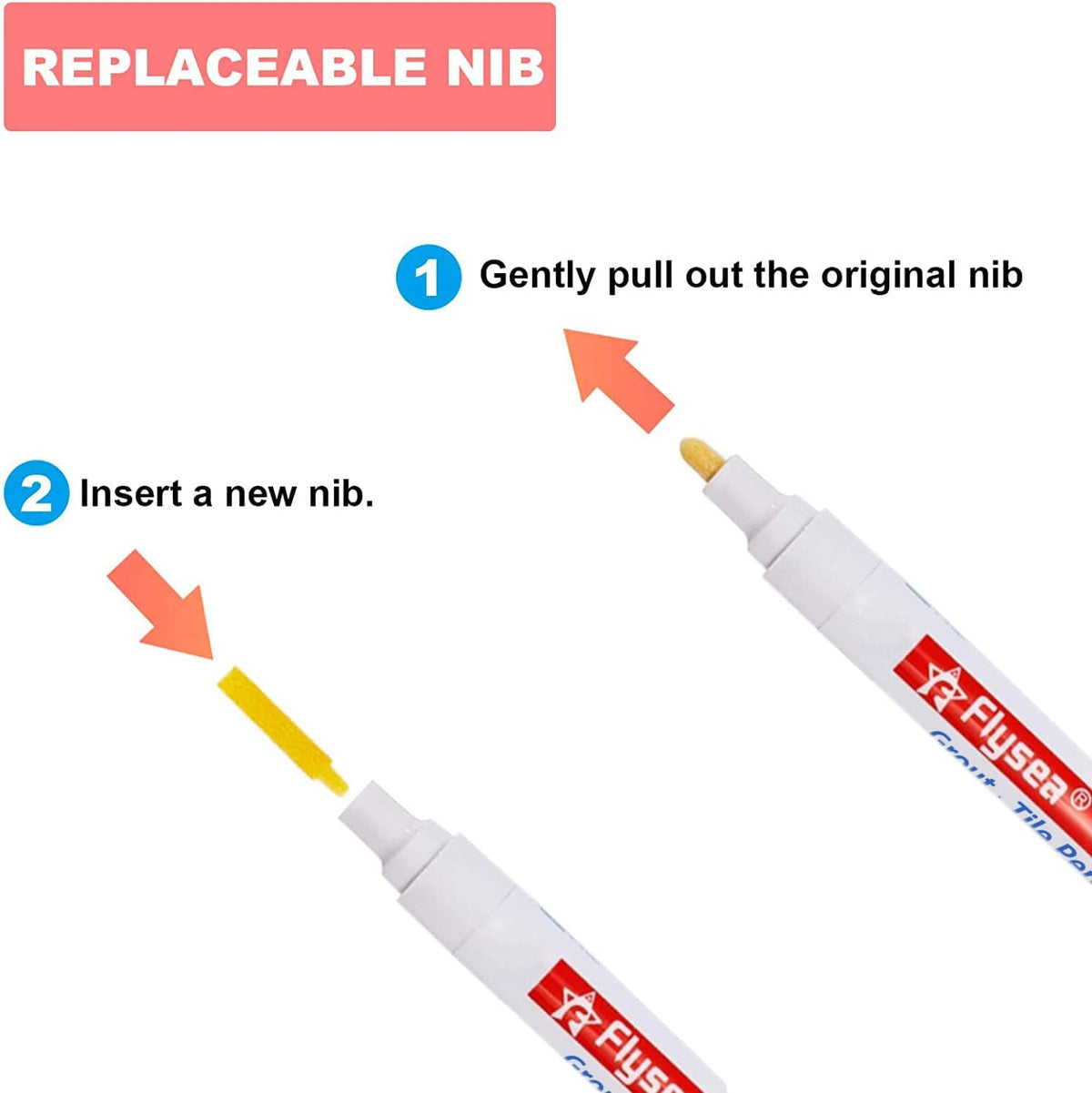 Grout Pen 12 Pack Water Based Tile Marker Repair Pens Professional for Bathroom, Kitchen, Parlor