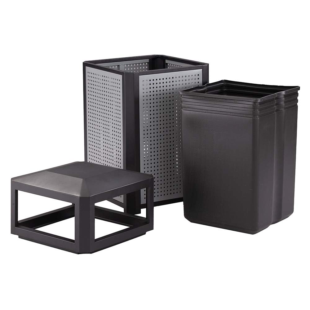 Safco Evos Steel Trash Can, 38 Gallons, Indoor and Outdoor Use, Commercial Garbage Can with Plastic
