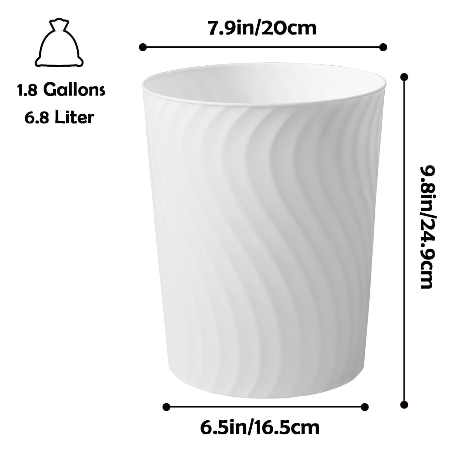 YGJT Small Trash Can, 3 Pack 1.8 Gallons Bathroom Trash Can, Slim Waste Basket, Round Garbage Can
