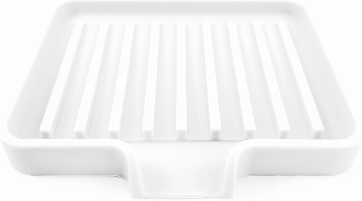 Happitasa Silicone Soap Dish Tray and Sponge Holder with Drain Chute, Pack of 2 | Bathroom and
