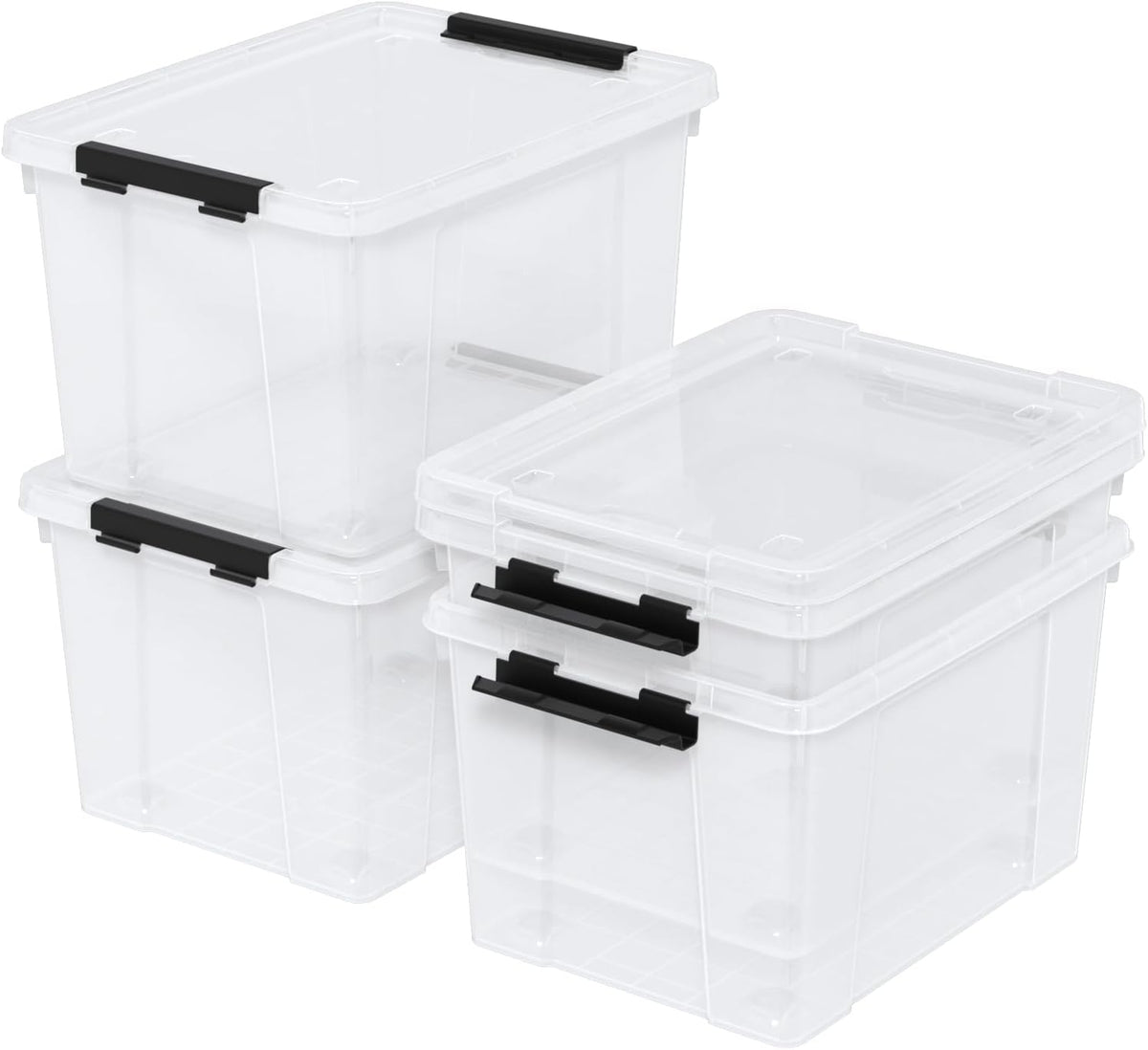 35 Quart Latching Storage Box with Wheels, See-Through Base Plastic Container Bins with Secure