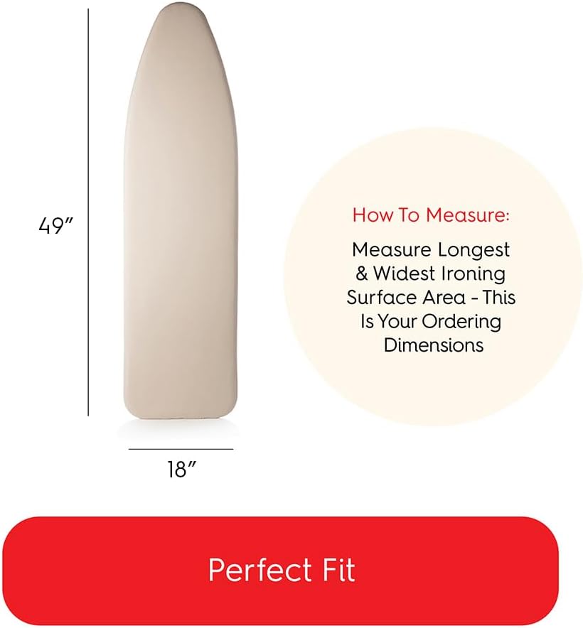 TIVIT Ironing Board Cover 18 x 49 - Made in Italy - Wide Chemical Free Eco-Friendly Padded Covers
