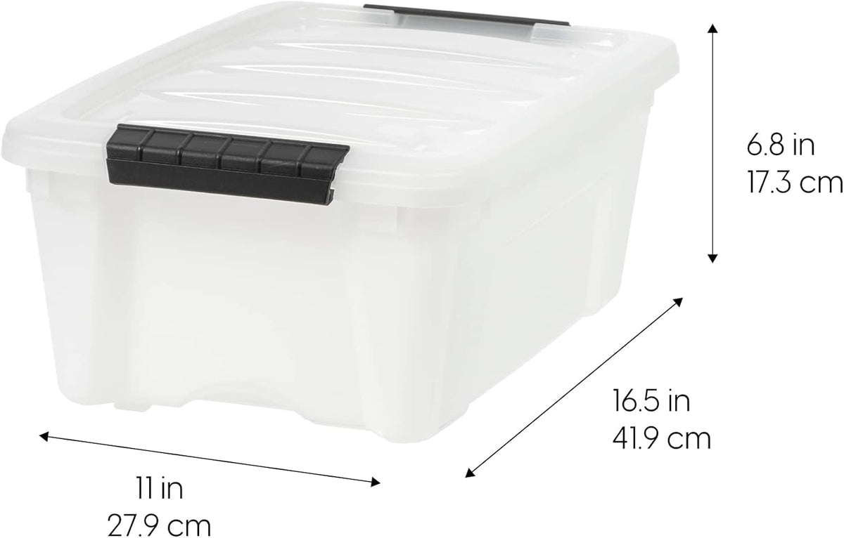 IRIS USA 13 Qt Stackable Plastic Storage Bins with Lids, 6 Pack - BPA-Free, Made in USA - Discreet