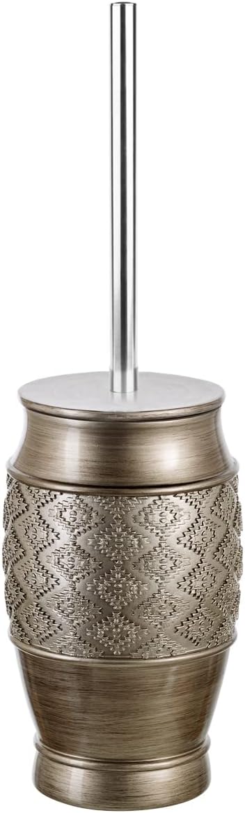 Creative Scents Dublin Silver Toilet Brush Set - Toilet Bowl Cleaner Brush and Holder - Decorative