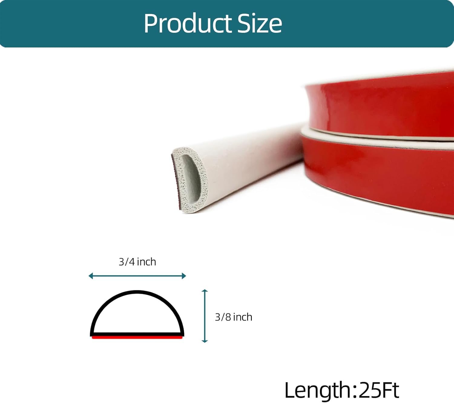 White Rubber Weather Stripping, Self-Adhesive D Shape Rubber Seal for Boat, Auto, RV, Marine