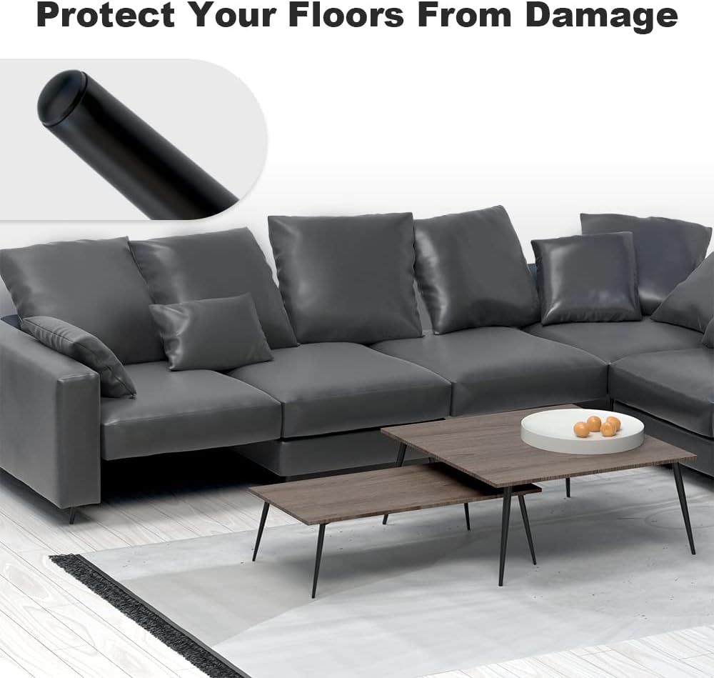 4PCS 5 Inch Matte Black Tapered Angled Legs for Furniture, Metal Mid Century Mordern Feet, Heavy