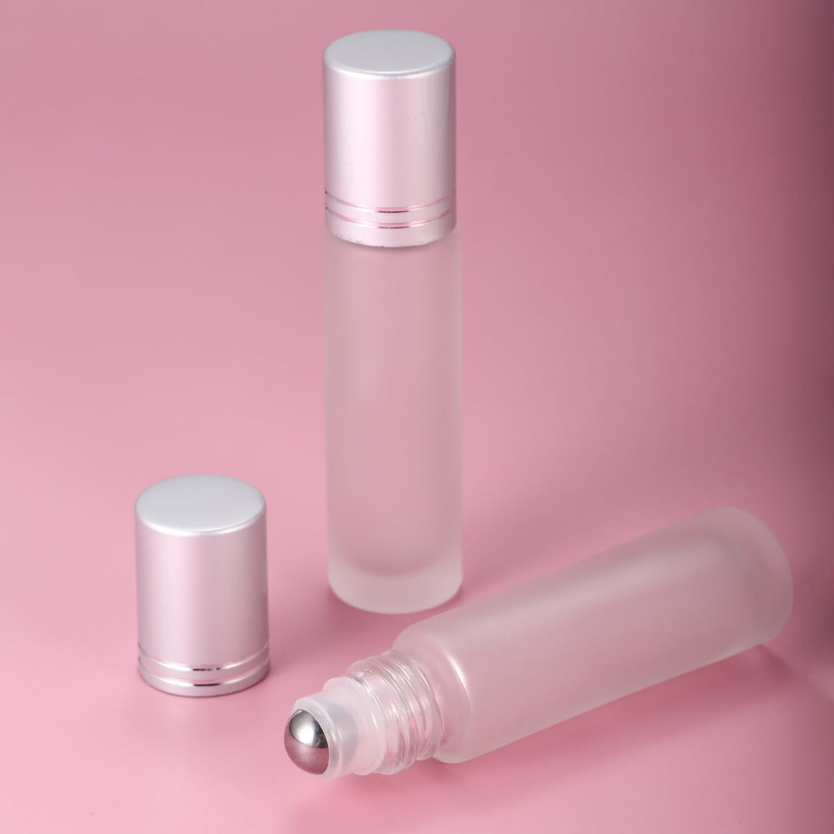 12 Pack Essential Oil Roller Bottles,10ml 0.34oz Empty Frosted Glass Roller Bottles with Stainless