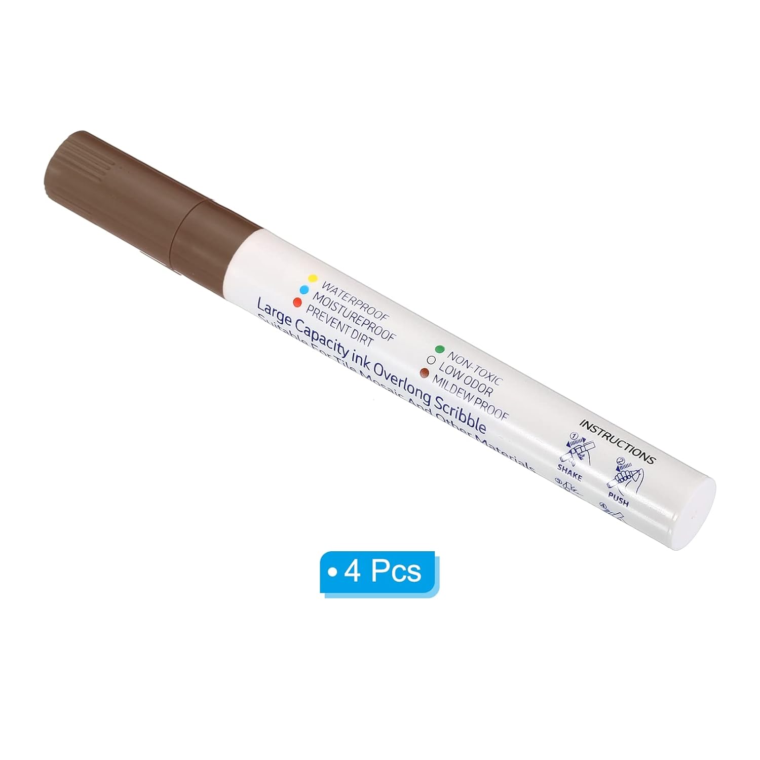 PATIKIL Grout Pen, 4 Pack Dark Brown Tile Marker Waterproof Grout Sealer Pen Tile Repair Pens Paint