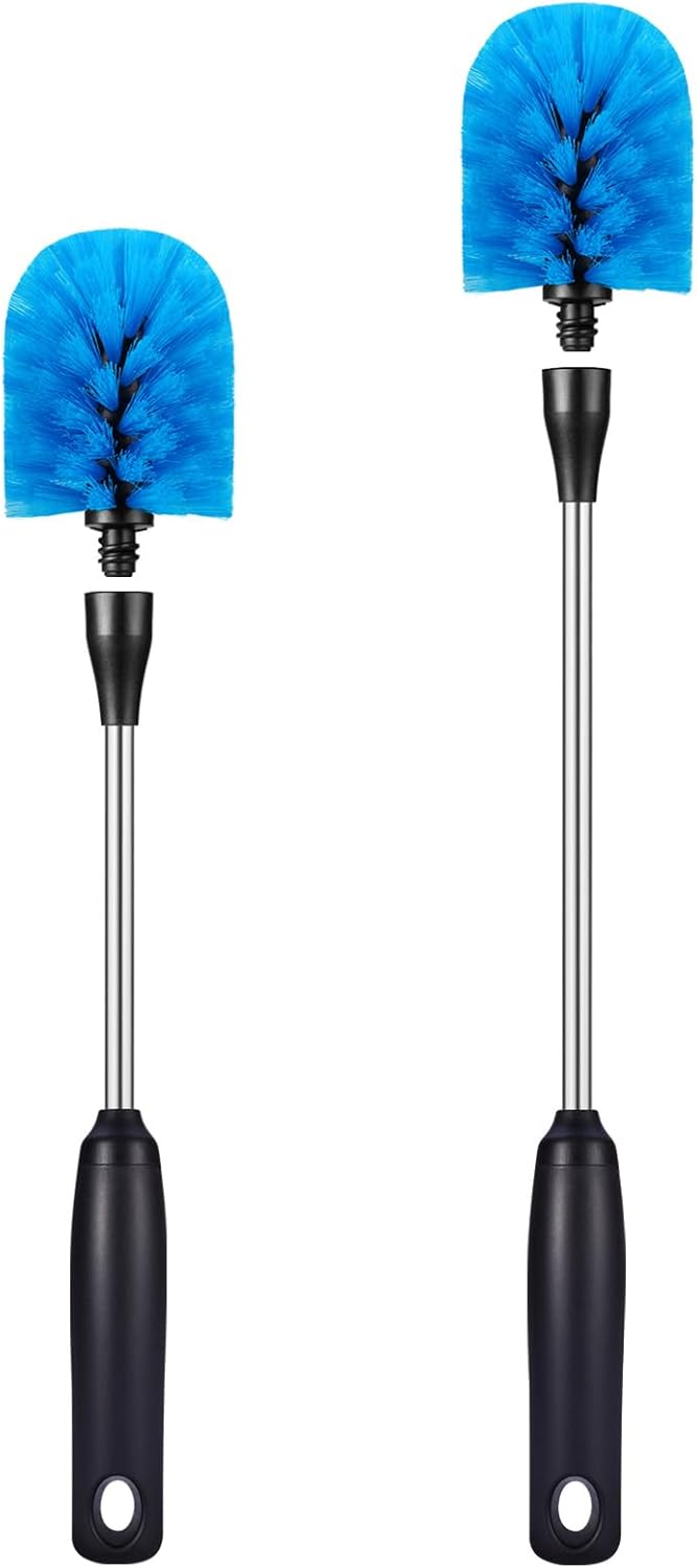 Stainless Steel Bottle Brush with Replaceable Head, Long Handle Scrub Brush for Water Bottles