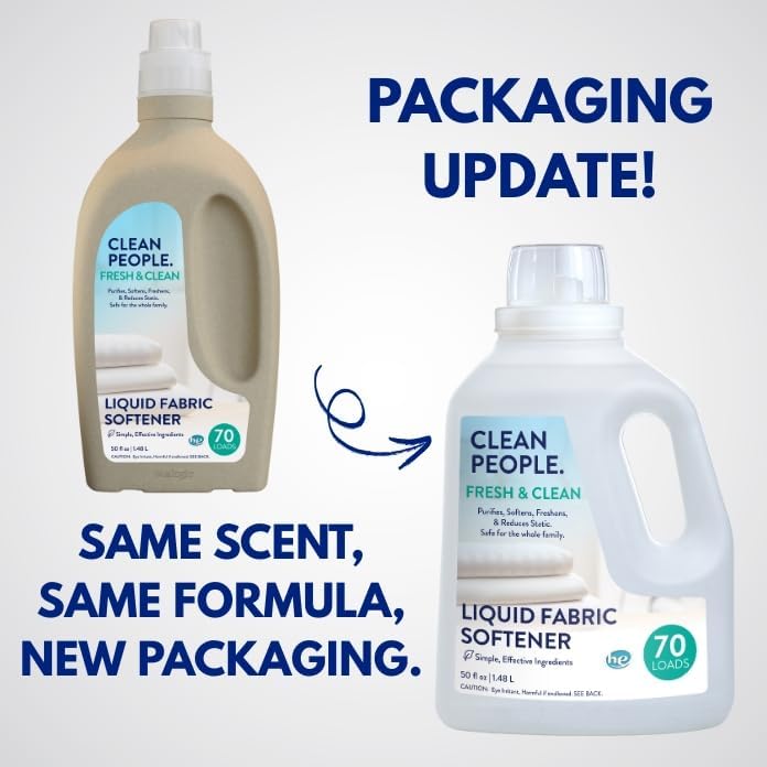 The Clean People Liquid Fabric Softener - Softens & Removes Static Cling - Vegan (50 Fl Oz, Fresh &