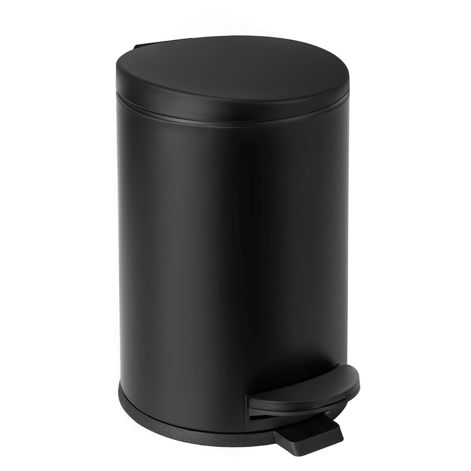 TIPGO 1.2 Gallon Small Black Trash Can, 4.5 Liters Bathroom Garbage Can with lid, Mini Step Trash