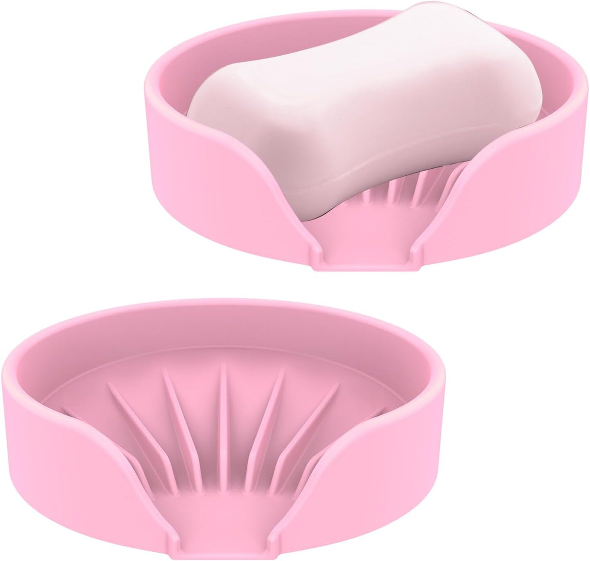 Self Draining Soap Dish, Silicone Suction Cup Soap Holder Tray Savers Container Sponge Holder for
