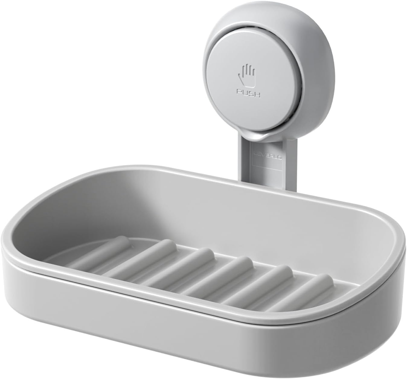 LEVERLOC Soap Dish Holder for Shower Suction Cup Wall Mounted Self Draining NO-Drilling Removable