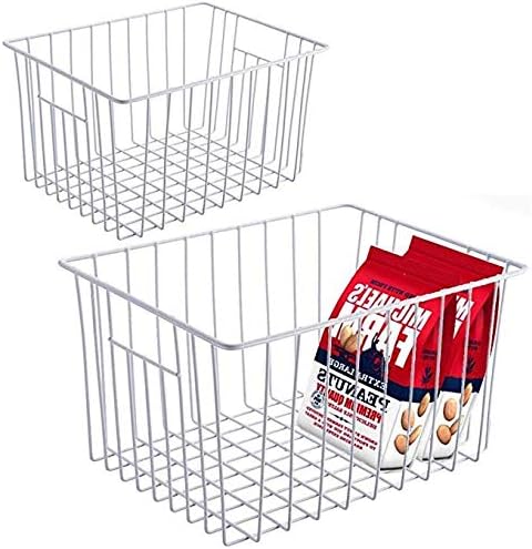 Slideep Fridge Freezer Baskets, Wire Storage Organizer Basket, Household Refrigerator Bin with