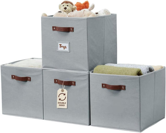 DECOMOMO Storage Baskets, 13x15x13 Storage Cube Bins with Labels for Organizing Shelves Kallax
