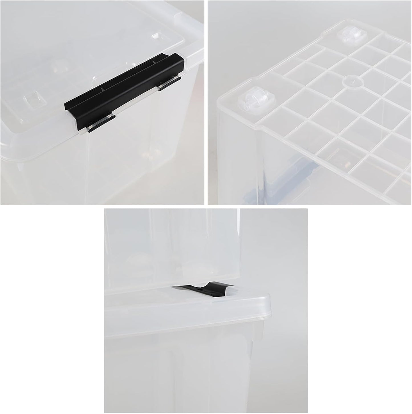 34 L Clear Plastic Storage Bins Box with Lid, Stackable Lidded Storage Bin Container with Wheels