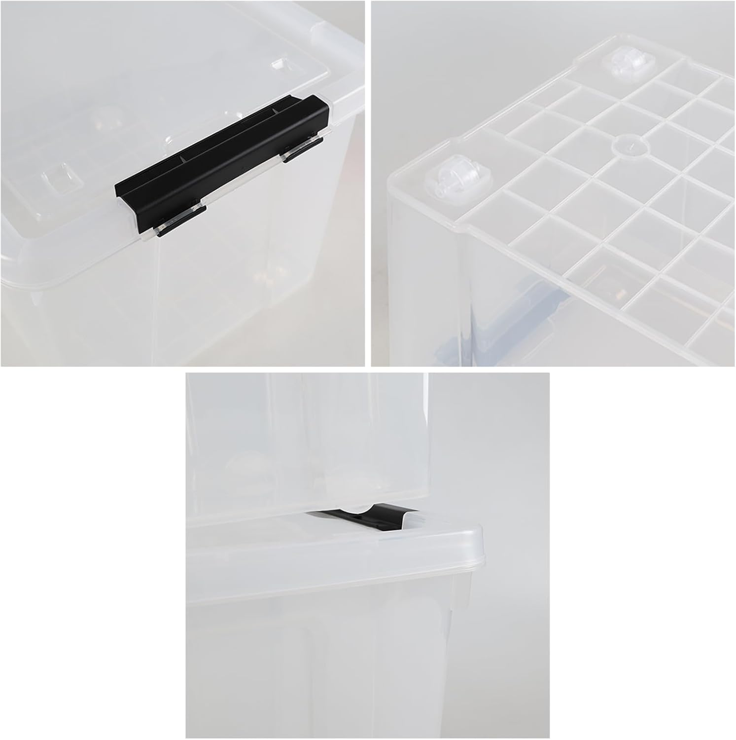 34 L Clear Plastic Storage Bins Box with Lid, Stackable Lidded Storage Bin Container with Wheels