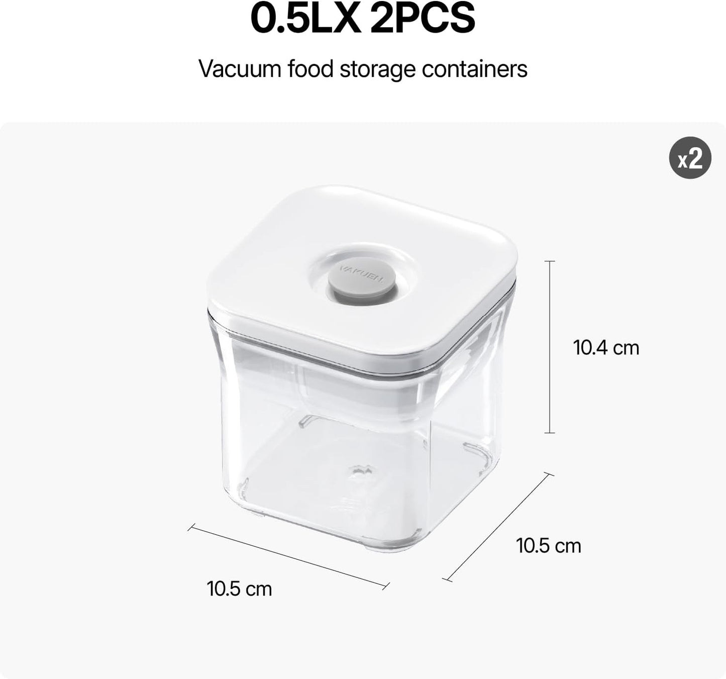 VAKUEN Premium Airtight Food Storage Containers, 2PC-SET(0.53qt), Smart One-Click Seal Lid