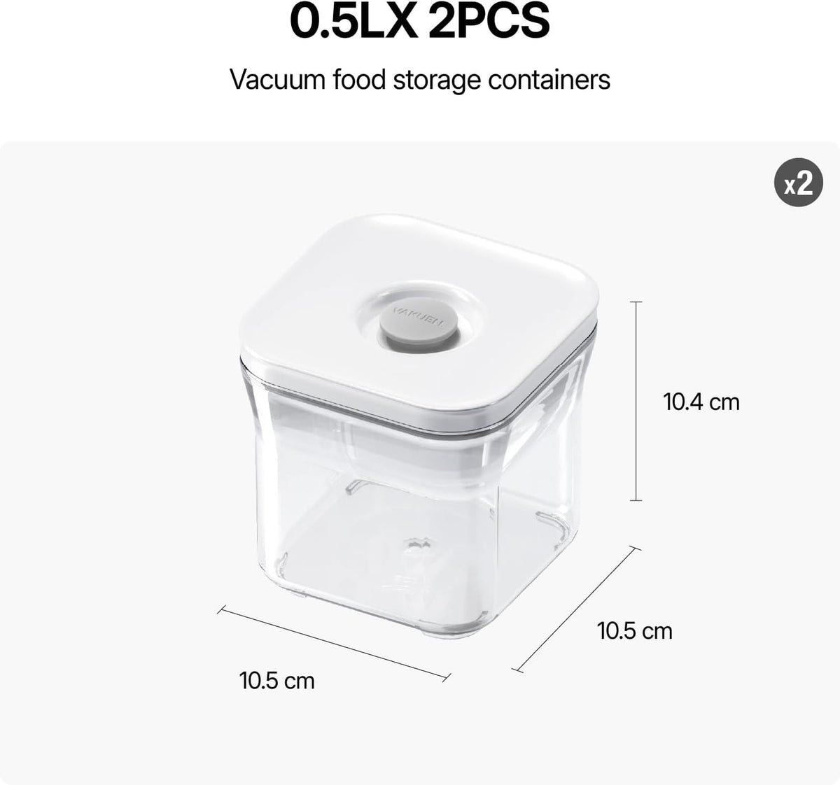 VAKUEN Premium Airtight Food Storage Containers, 2PC-SET(0.53qt), Smart One-Click Seal Lid