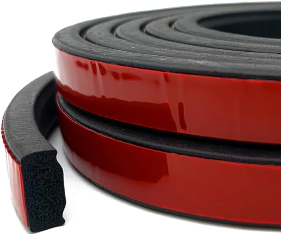 Rectangle Foam Rubber Seal, Self-Adhesive EPDM Foam Rubber Weather Stripping for Boat, Auto, RV