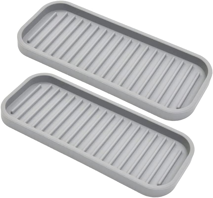 Silicone Sponge Holder 2 Pack, Dish Soap Holder for Kitchen Counter, Waterproof Sponge Soap Tray