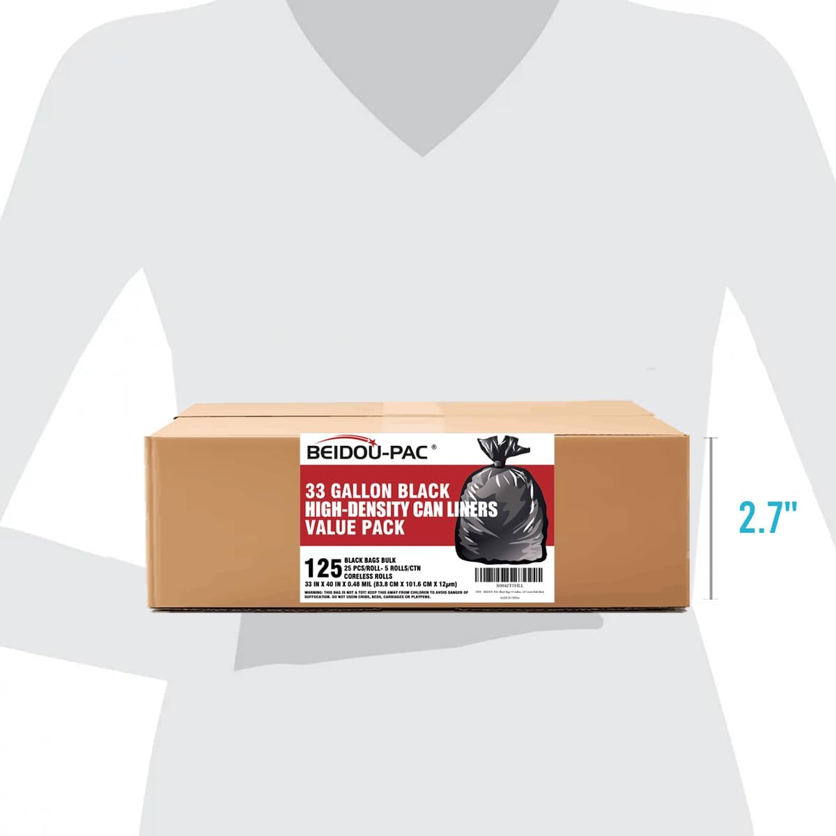 33 Gallon Trash Bags, 125 Count, Black Garbage bags, Multi-purpose Trash Can Bin Liners for Home