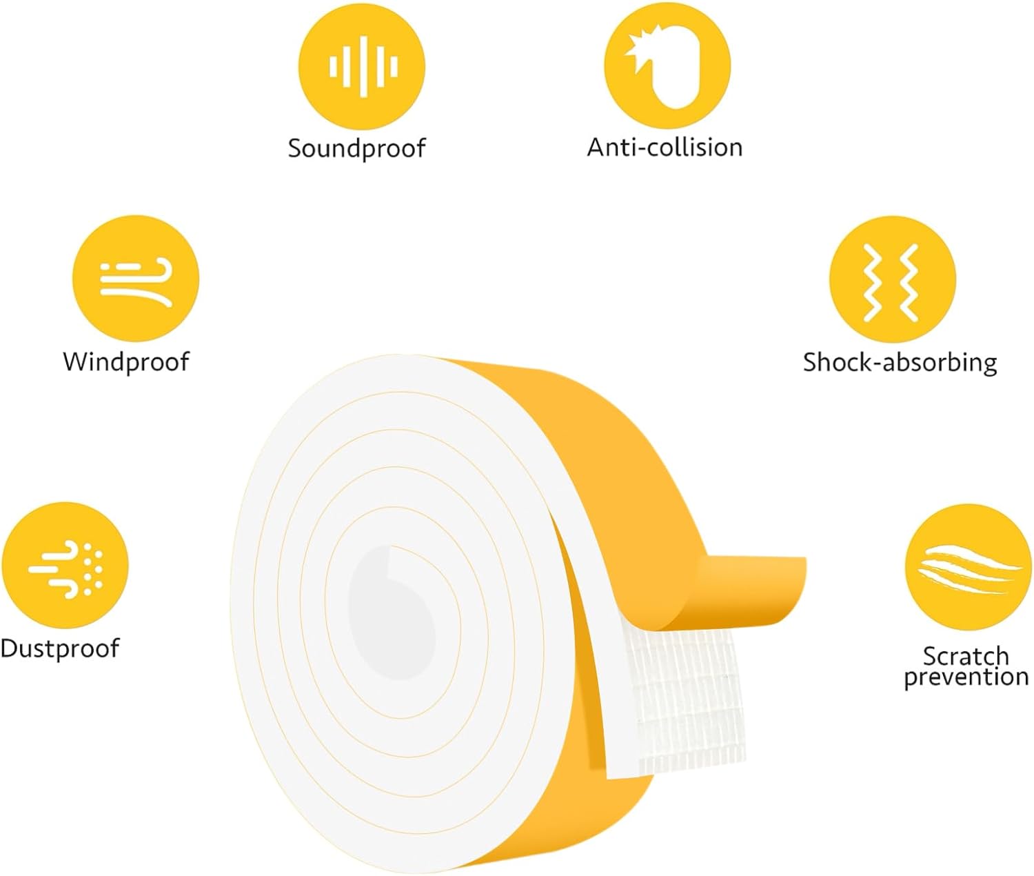Weather Stripping Door Seal Strip, Strong Adhesive Foam Insulation Tape for Doors and Windows