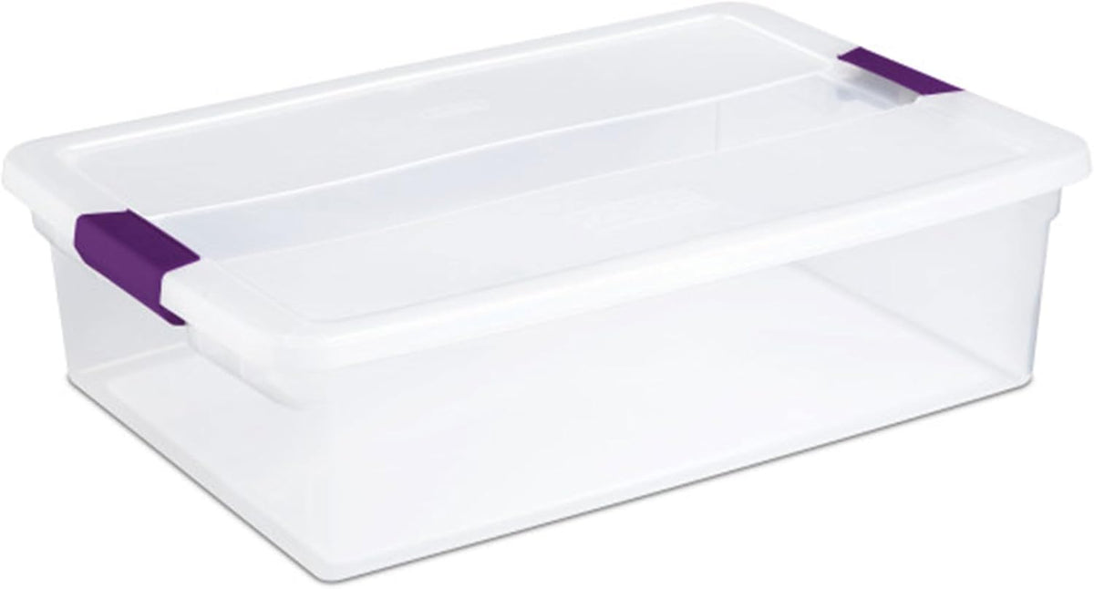 Sterilite 18-Pack 32 Quart ClearView Latch Box, Stackable Organizer Bins with Latching Lids - Clear