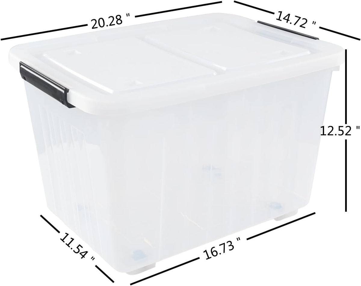 4-Pack 42 L Clear Plastic Storage Container Bin with Lids and Latch Buckle, Clear Storage Latch