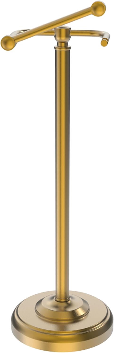 Toilet Paper Holder Stand, Brushed Brass Toilet Paper Holder Free Standing, Post Pivoting Design &