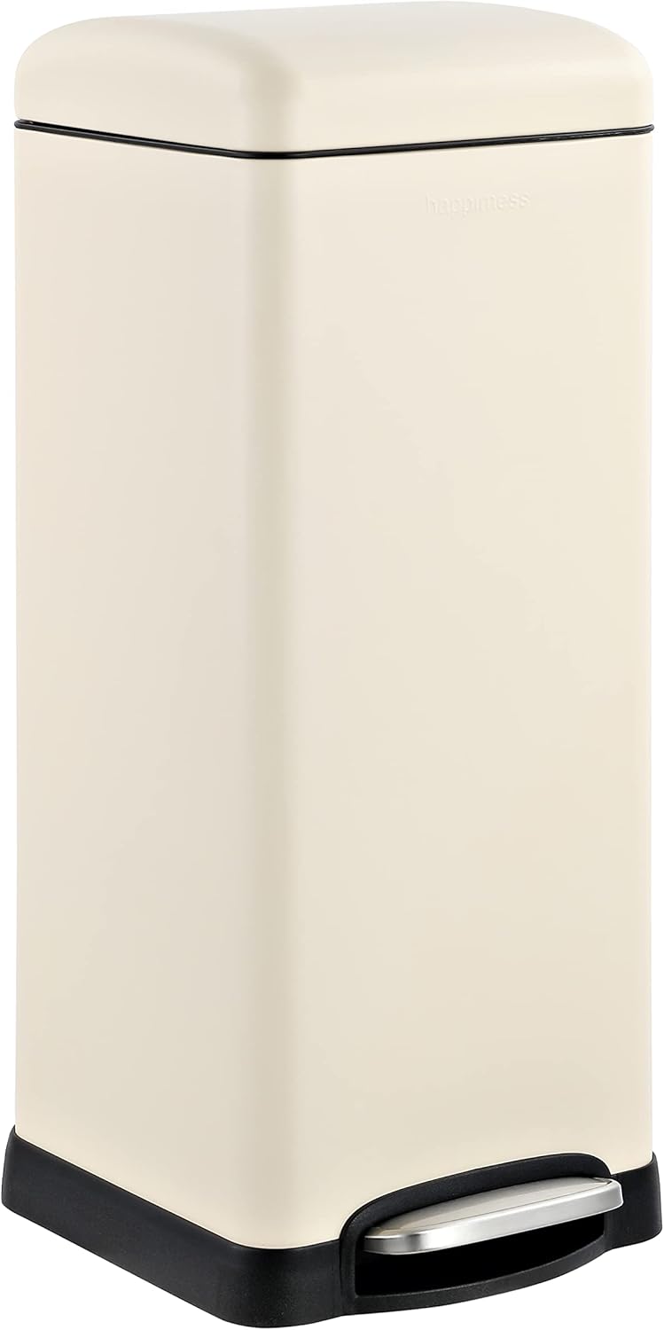 happimess HPM1007F Betty Retro 8-Gallon Step-Open Trash Can with Soft-Close Lid, Fingerprint